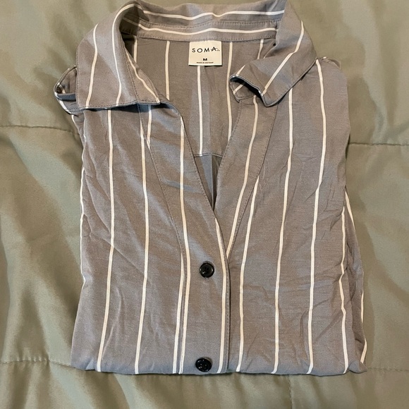 Soma NWT pajama set Ladies size Medium “Calm Stripe Castle Grey” - Picture 7 of 12